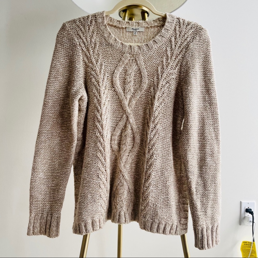 Madewell wool blend cozy cable knit sweater M - Picture 1 of 5